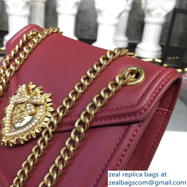 Dolce  &  Gabbana Medium Devotion Shoulder Bag Burgundy 2018